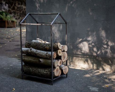 Firewood rack // Log holder // storage // Minimalistic Scandinavian design, Transparent Finish - Raw metal Look