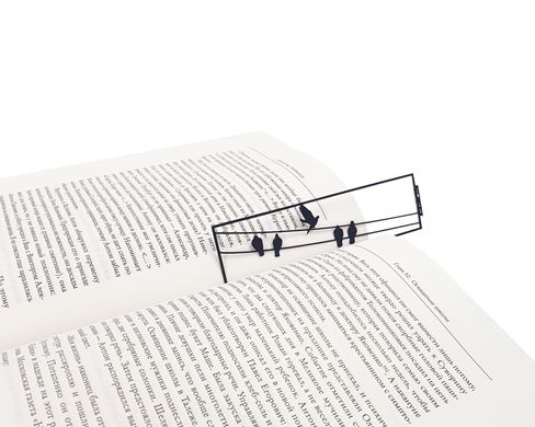 Black metal Bookmark Birds on a Wire by Atelier Article, Black