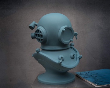 Diving helmet Berlin Blue edition // Steampunk bust // Sculpture by Atelier Article