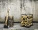 Log Holder Small square. Firewood Storage by Atelier Article, Transparent Finish - Raw metal Look