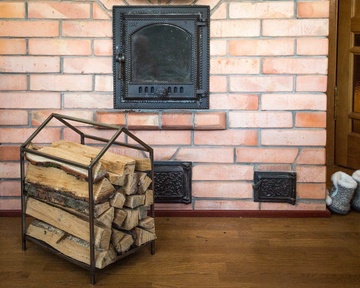 Small Firewood Storage // Carrier // Log holder iron house, Transparent Finish - Raw metal Look