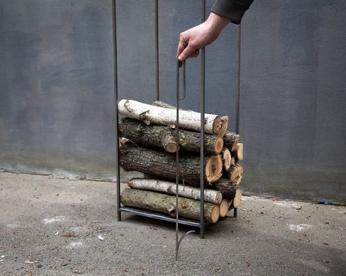 Firewood Holder flat top // Log Storage for indoors // by Atelier Article, Transparent Finish - Raw metal Look