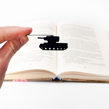 Sturdy Metal Bookmark Tank. Small Bookish Goft for a World of Tanks Fan., Black