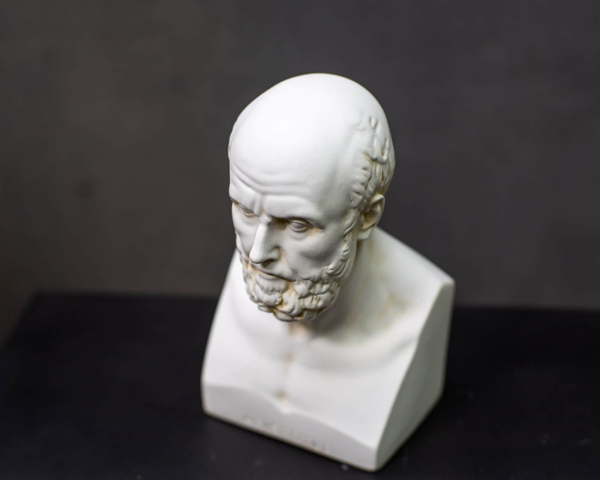 Aristotle Bust Sculpture Single Plaster Bookend with Classic Greek Design - Atelier Article