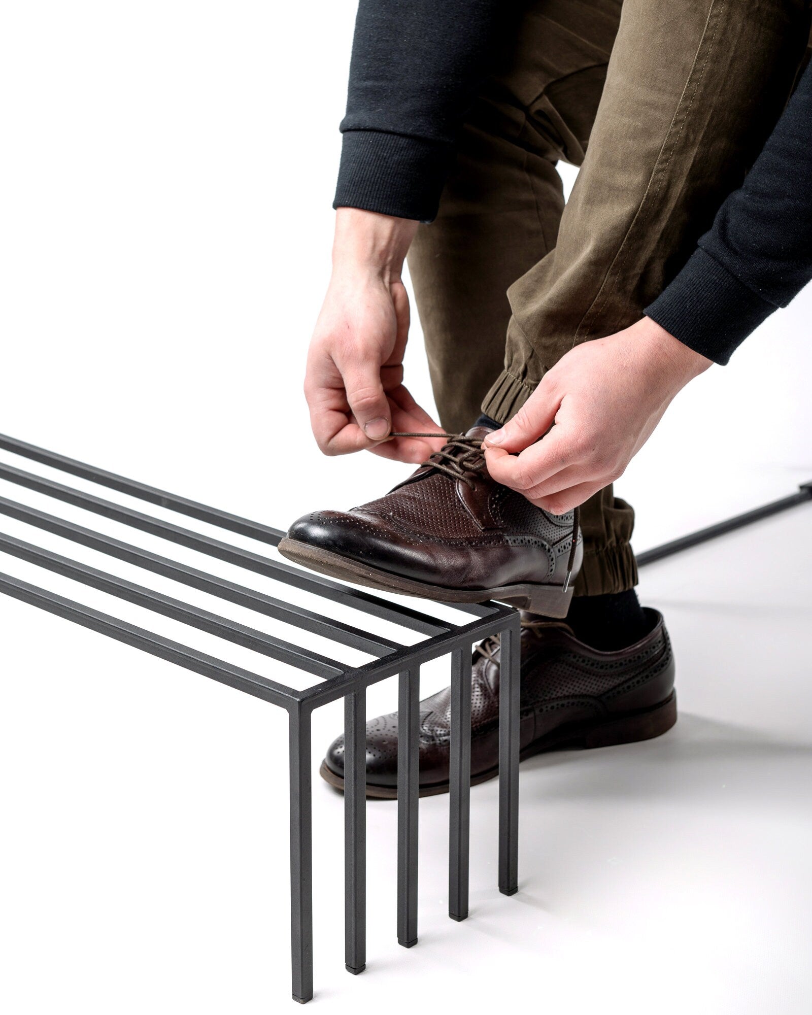 Black Metal Shoe Rack - Minimalist Shoe Storage for Entryway - Atelier Article