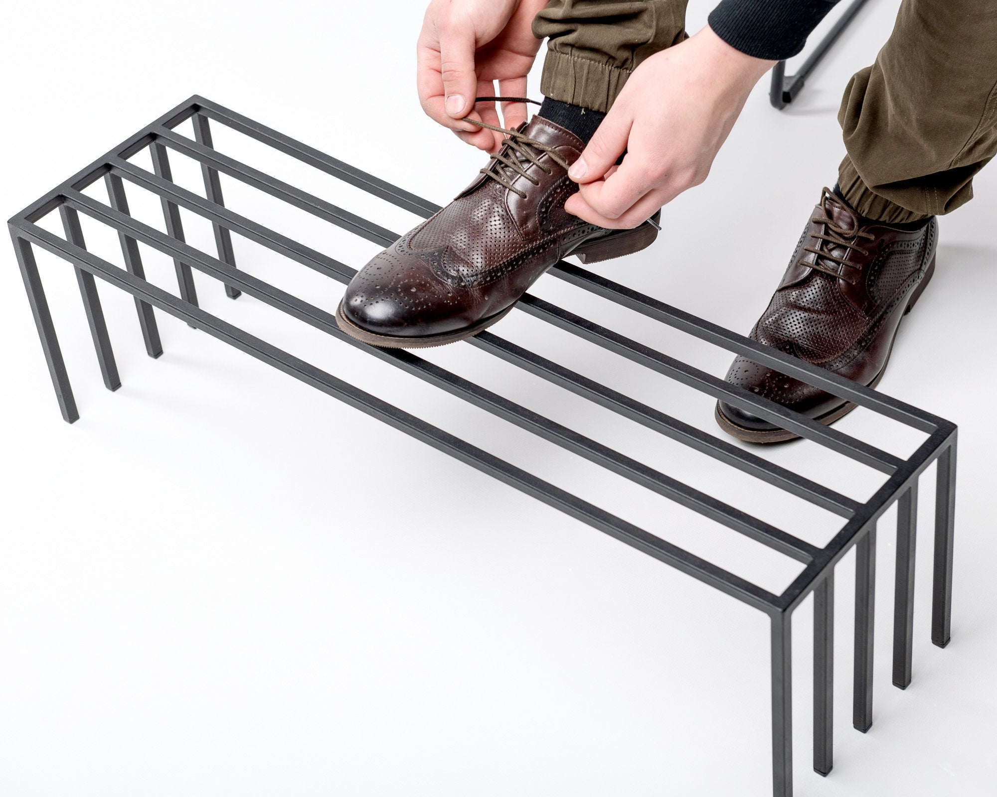 Black Metal Shoe Rack - Minimalist Shoe Storage for Entryway - Atelier Article