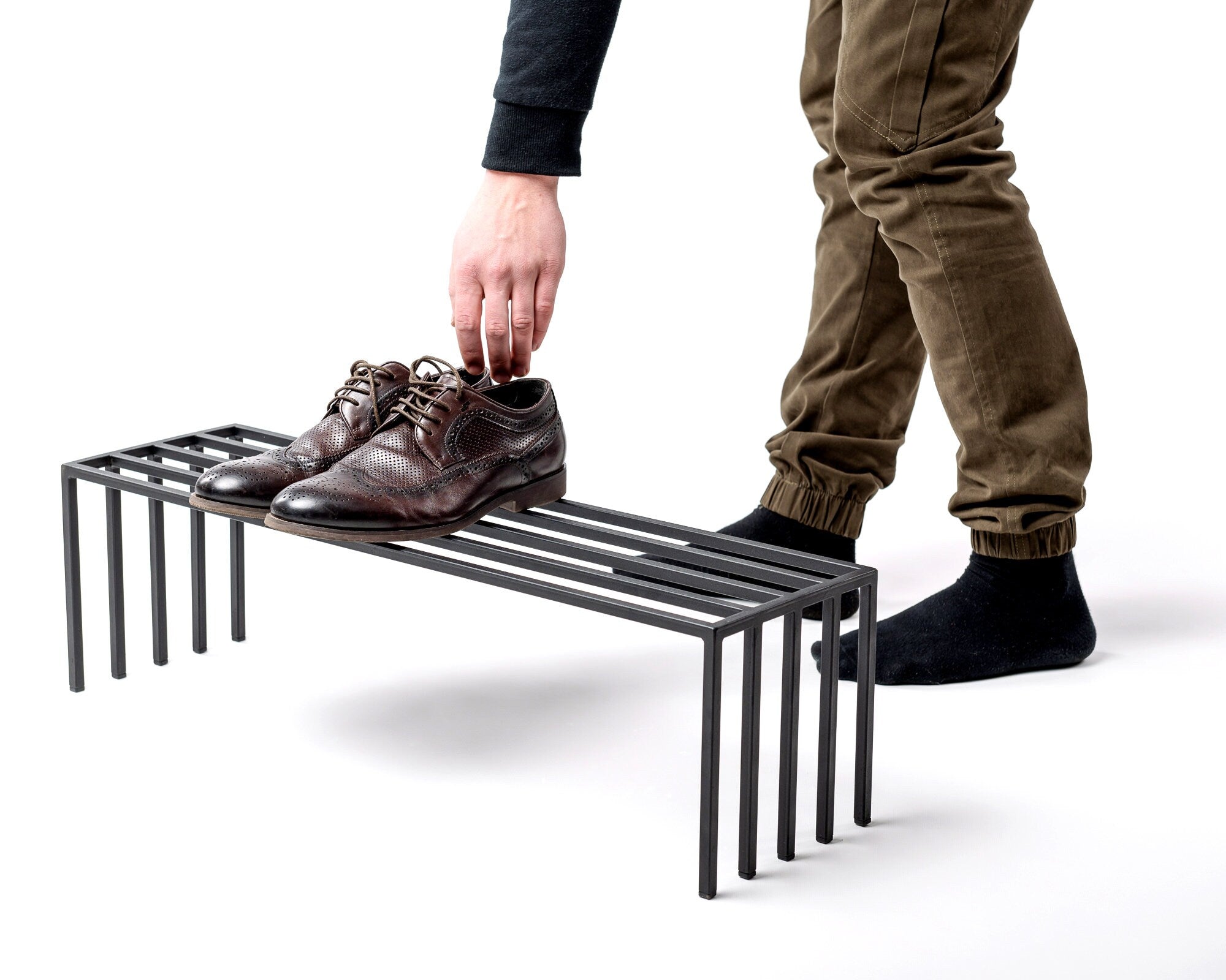 Black Metal Shoe Rack - Minimalist Shoe Storage for Entryway - Atelier Article