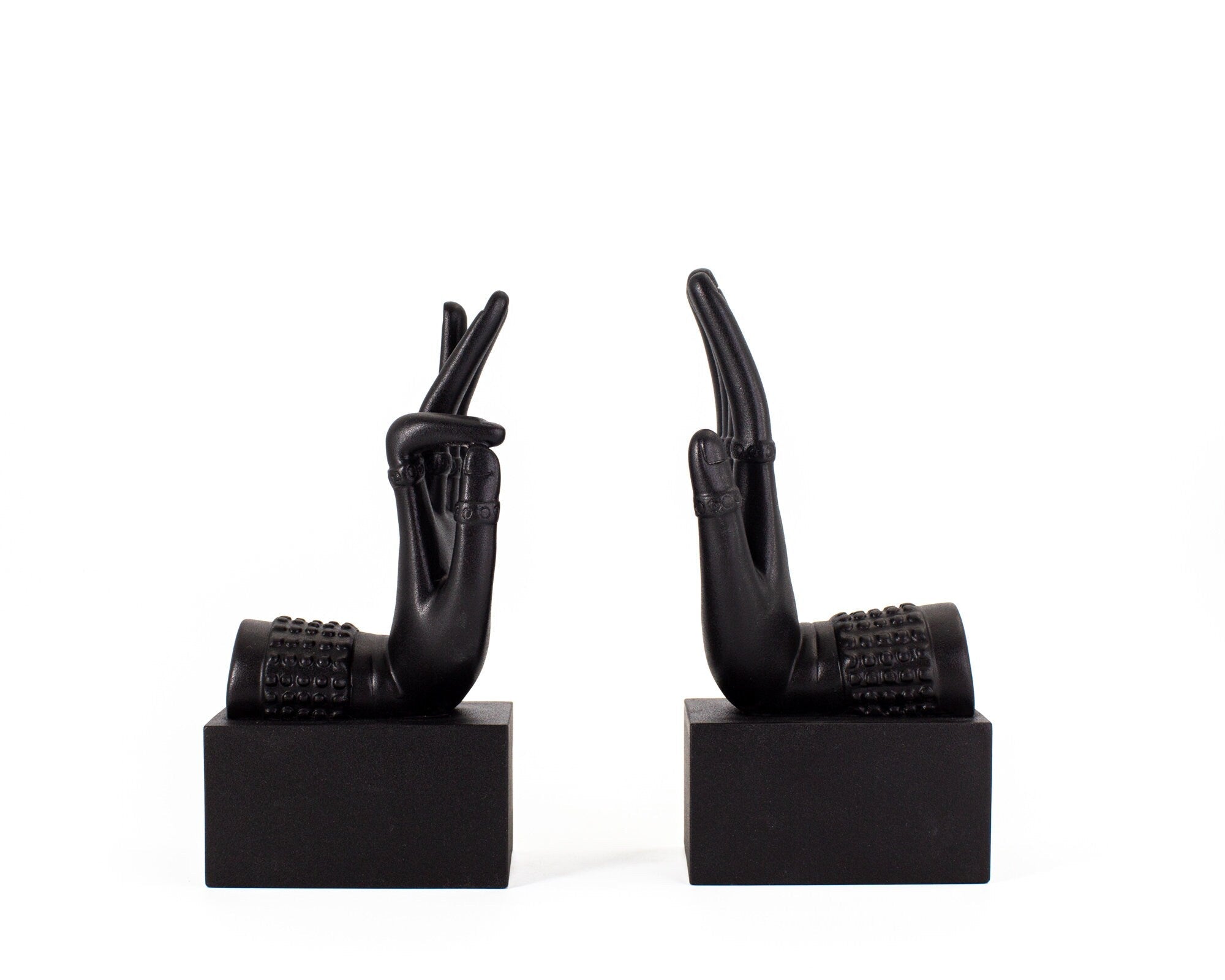 Black Plaster Bookends Buddha Hands - Atelier Article