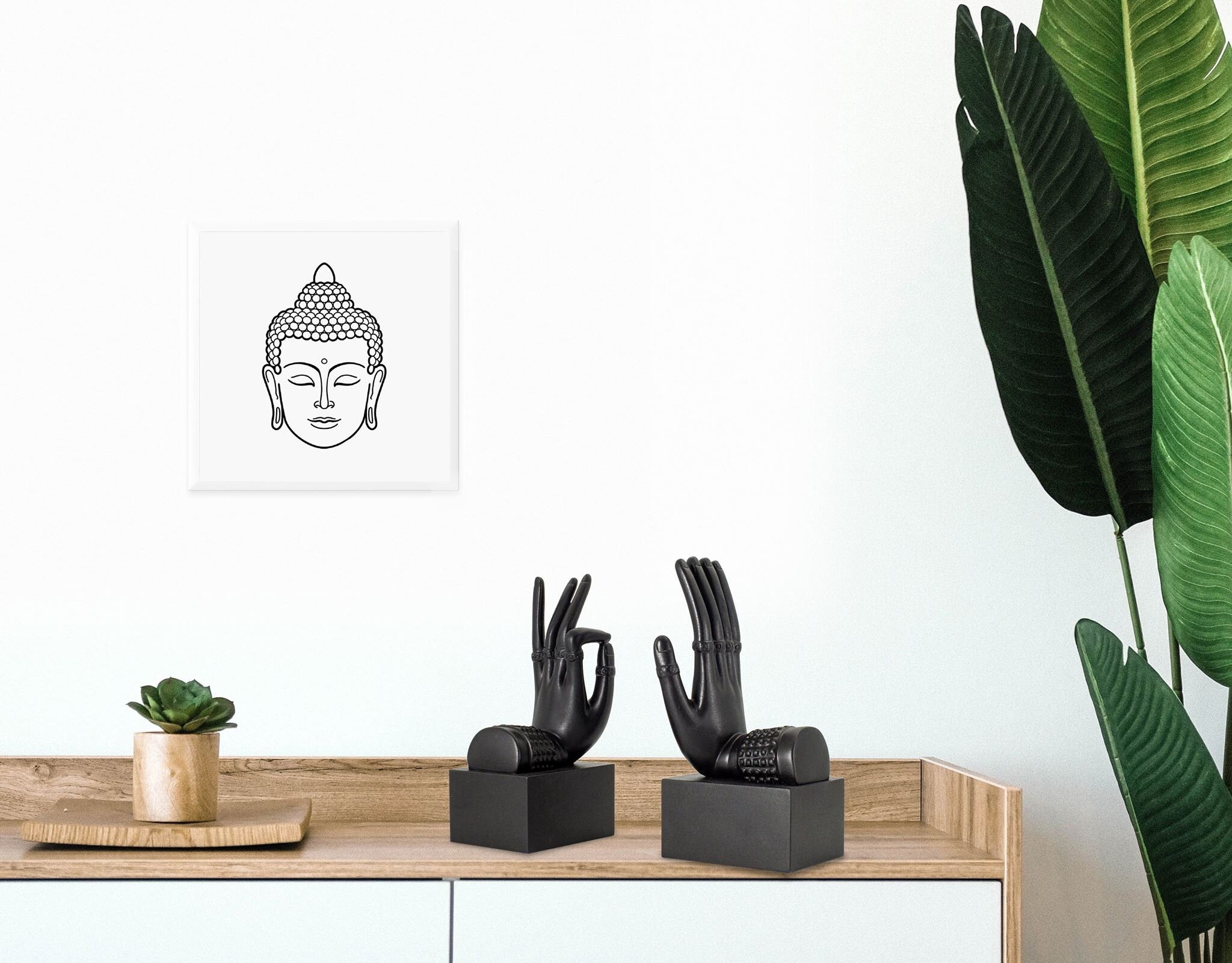 Black Plaster Bookends Buddha Hands - Atelier Article