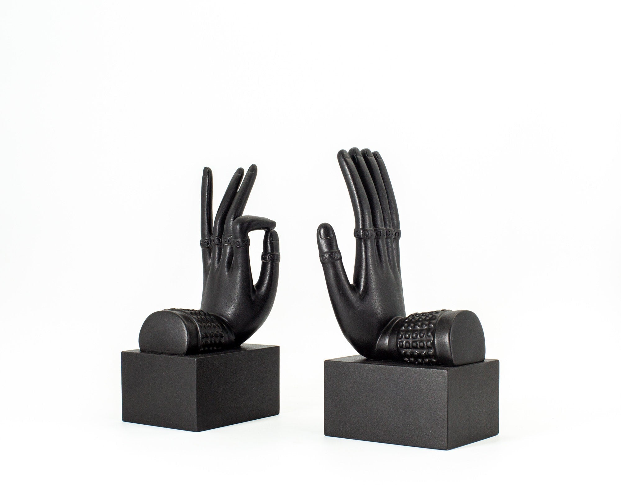 Black Plaster Bookends Buddha Hands - Atelier Article