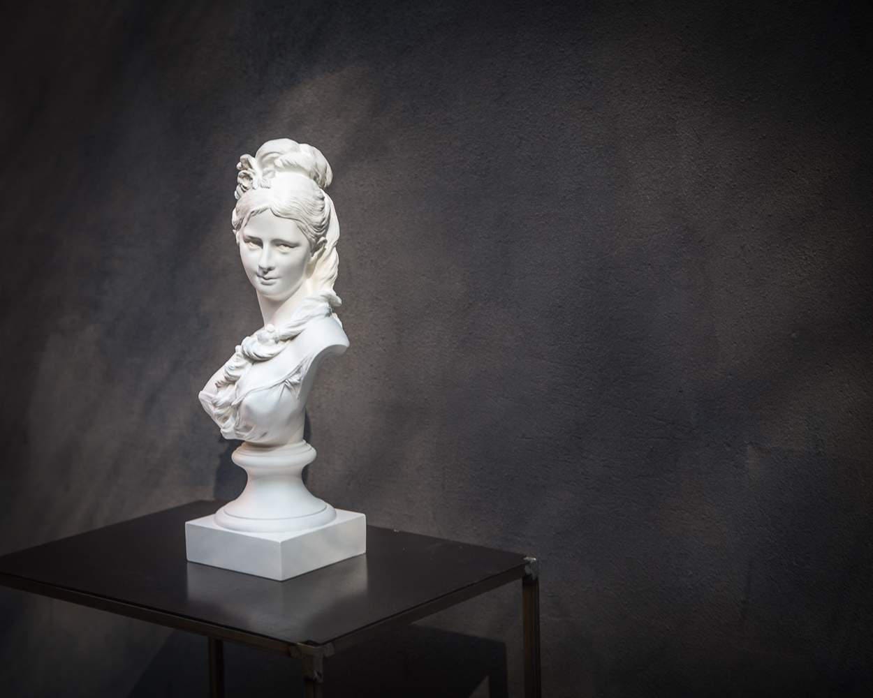 Classical Plaster Sculpture - Semi Nude Young Woman Bust - Timeless Art Piece - Atelier Article