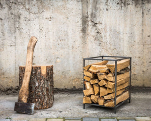 Compact Hand Welded Log Holder "Square One". - Atelier Article