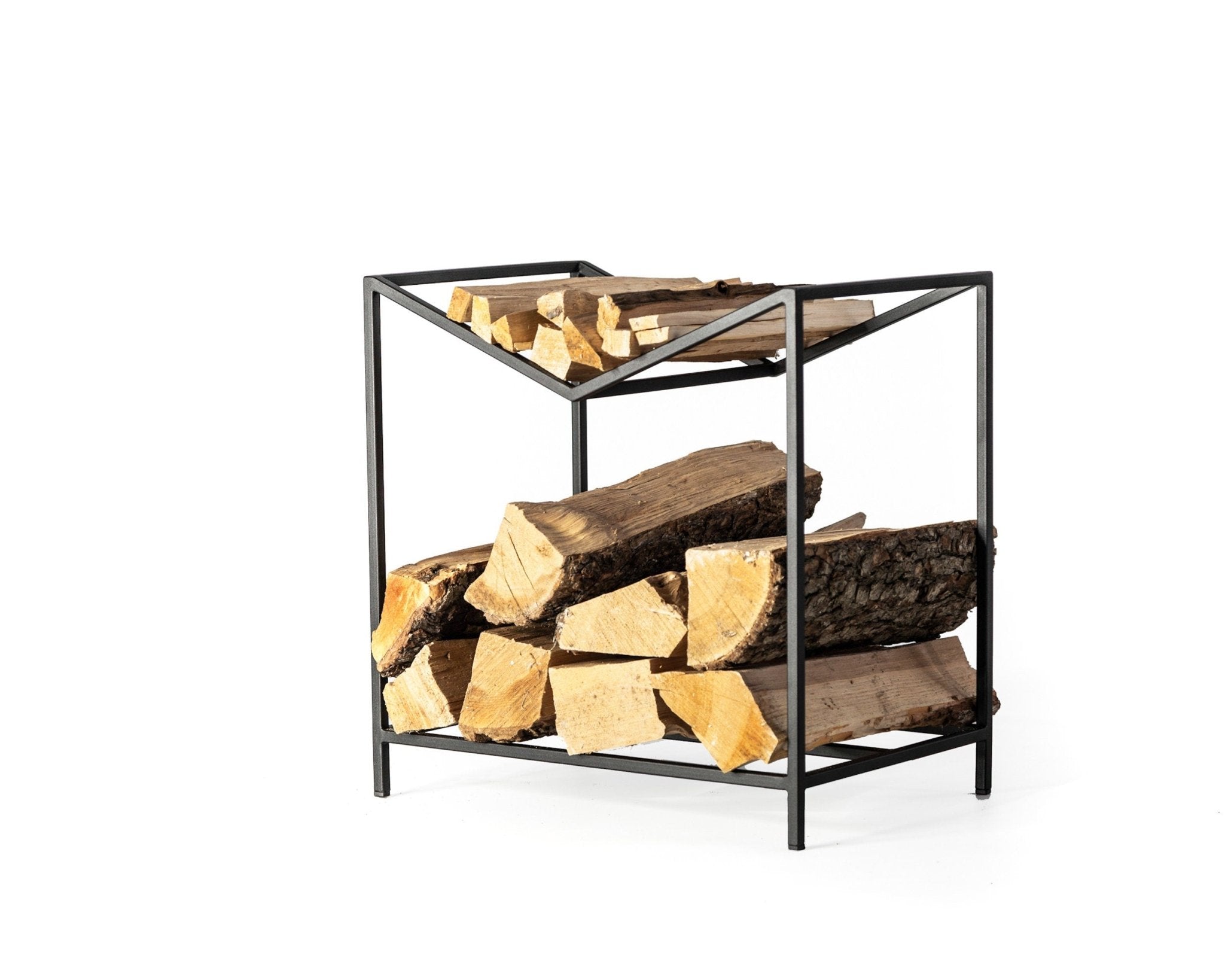 Compact Modern Log Holder "Montana - S". Elegant Firewood Storage Solution for Stylish Homes. - Atelier Article