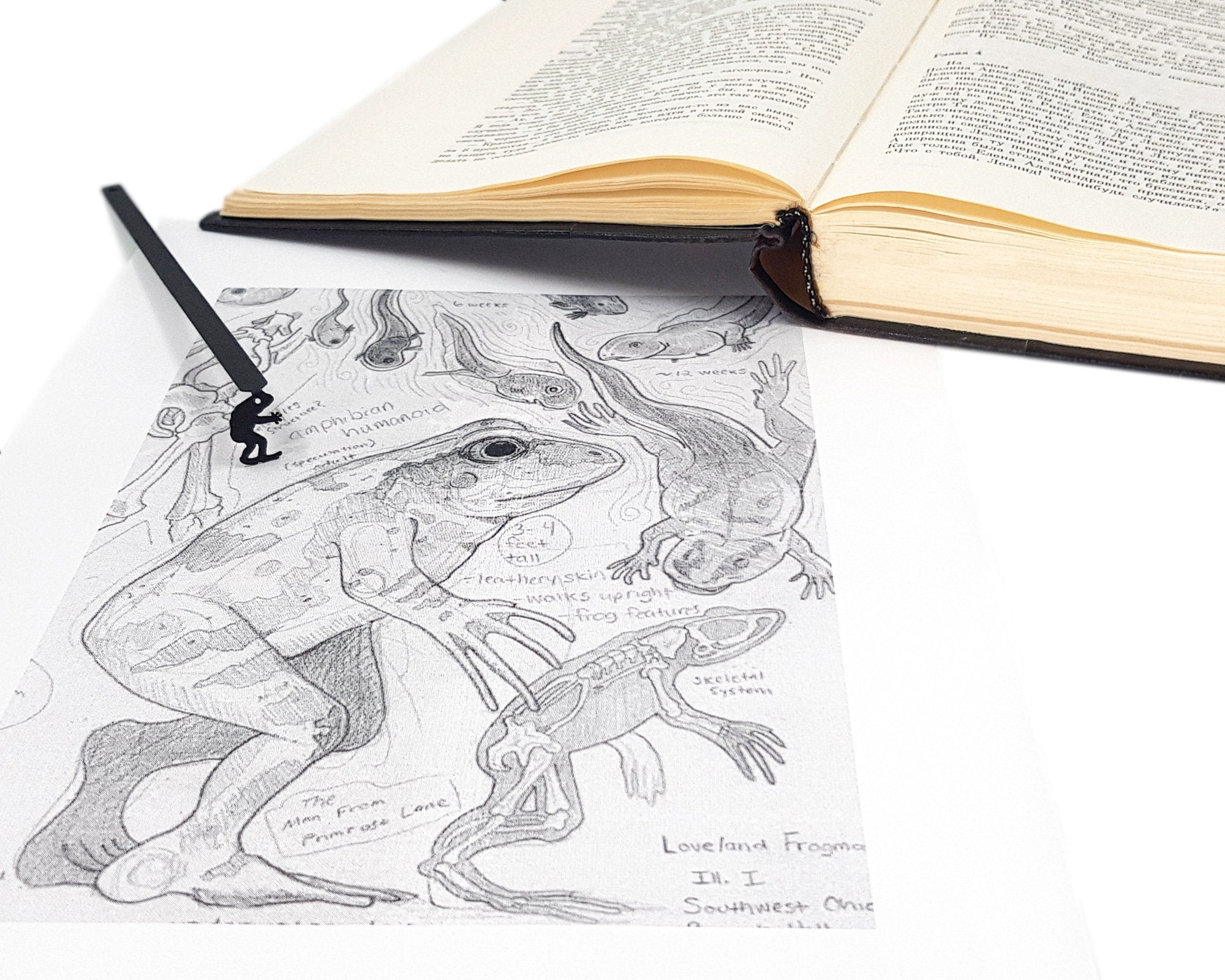 Cryptid Frogman Bookmark - Small Scary Bookish Gift for Best Friends, Perfect for Halloween - Atelier Article