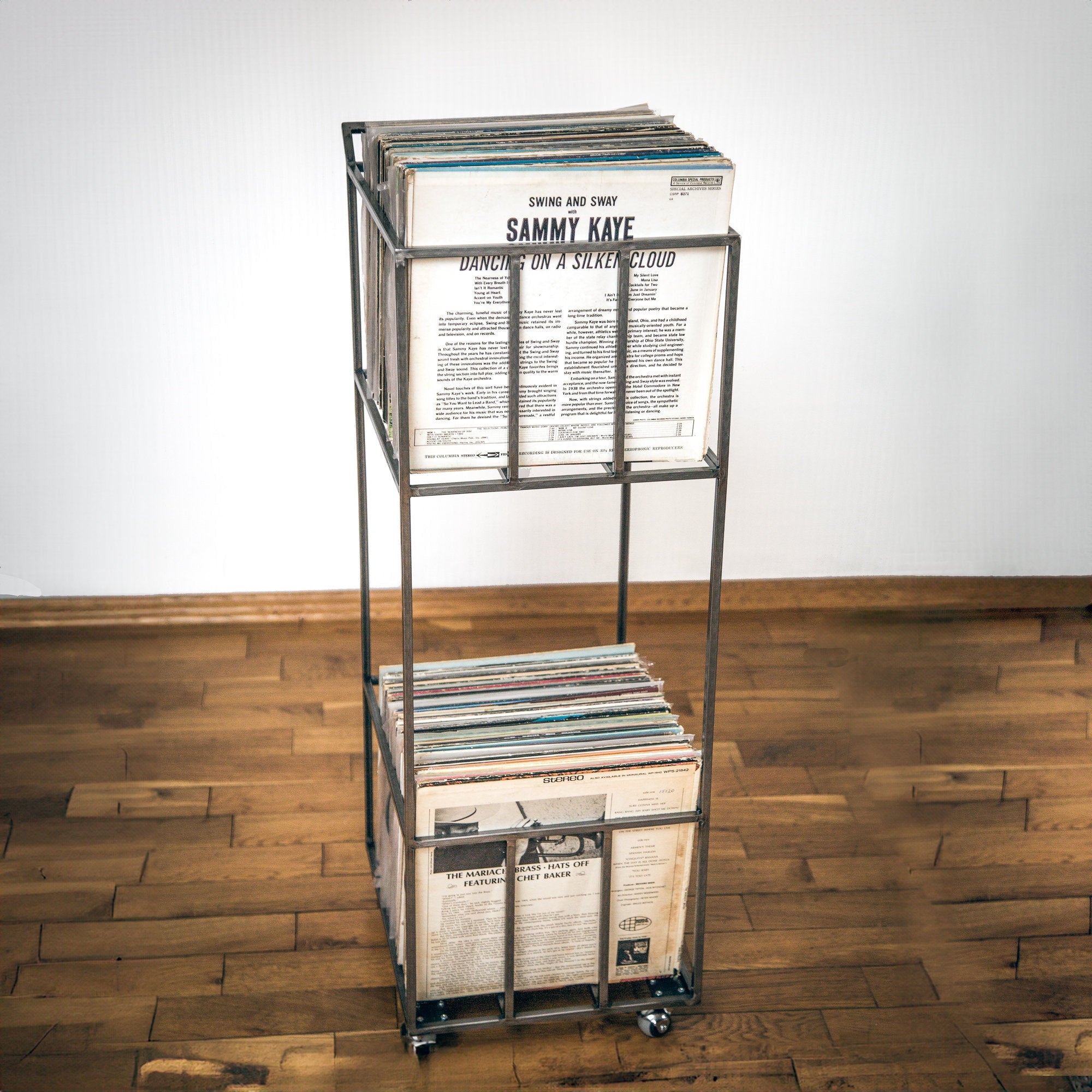 Double - Deck LP Storage Cart on Rotating Wheels - Atelier Article