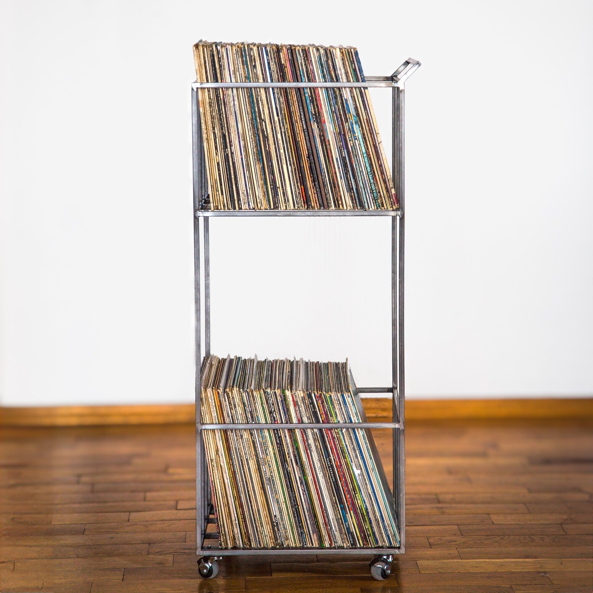 Double - Deck LP Storage Cart on Rotating Wheels - Atelier Article