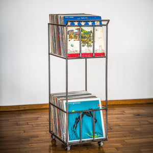 Double - Deck LP Storage Cart on Rotating Wheels - Atelier Article