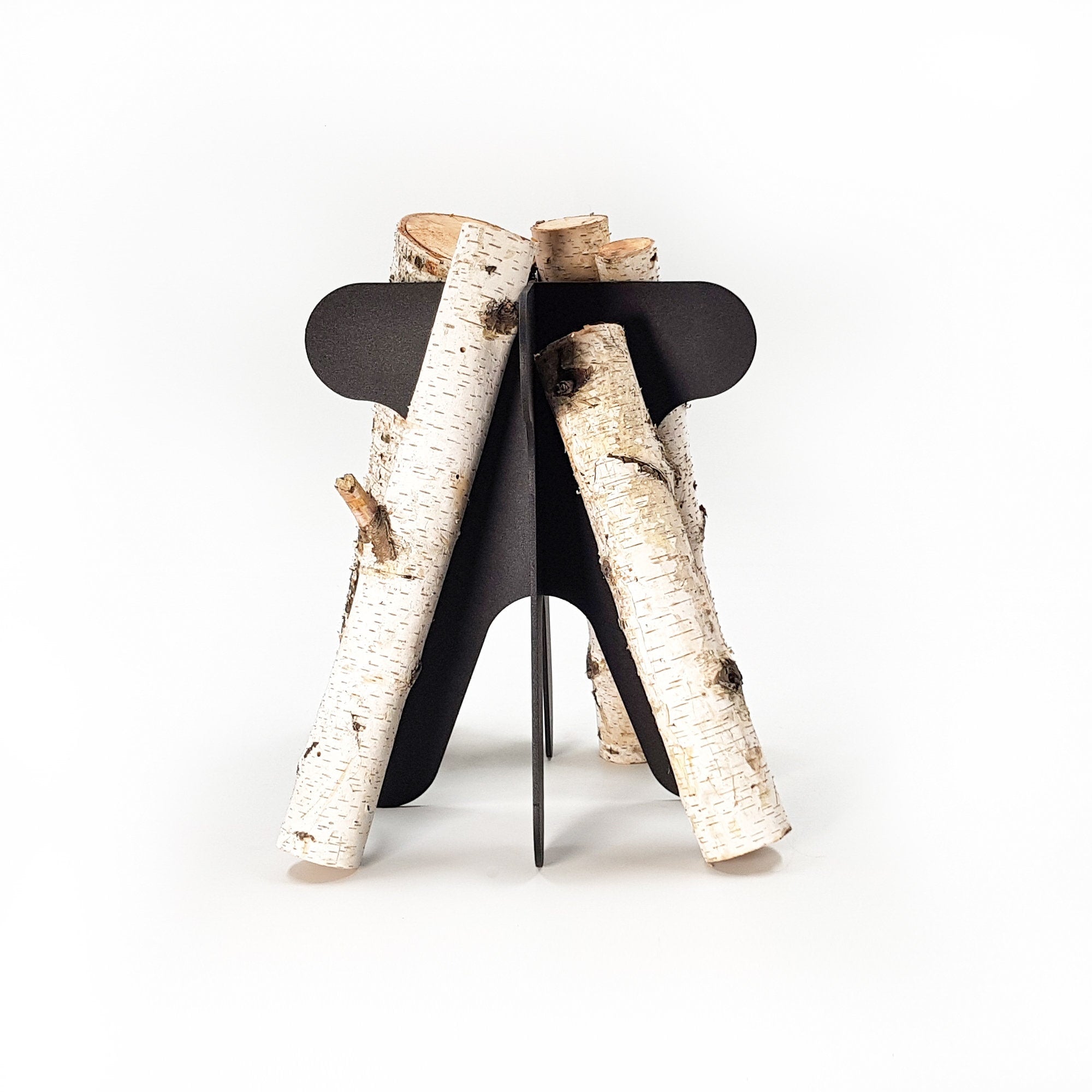 Firepit Log Holder - Heavy Metal Collapsible Scandi Style Firecamp Accessory with Attention to Detail - Atelier Article