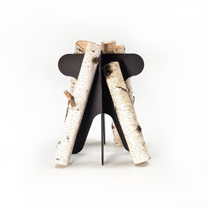 Firepit Log Holder - Heavy Metal Collapsible Scandi Style Firecamp Accessory with Attention to Detail - Atelier Article