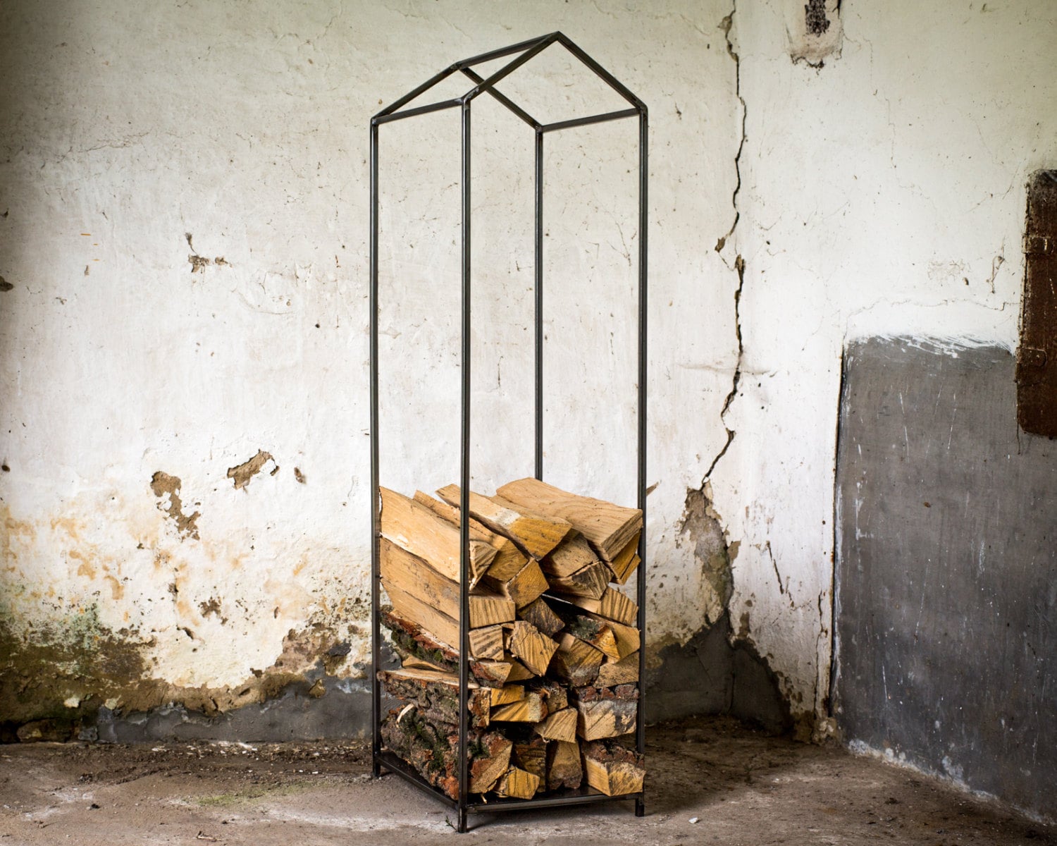 Hand Welded Iron Log Holder for Indoor or Outdoor Firewood Storage - Durable and Stylish - Atelier Article