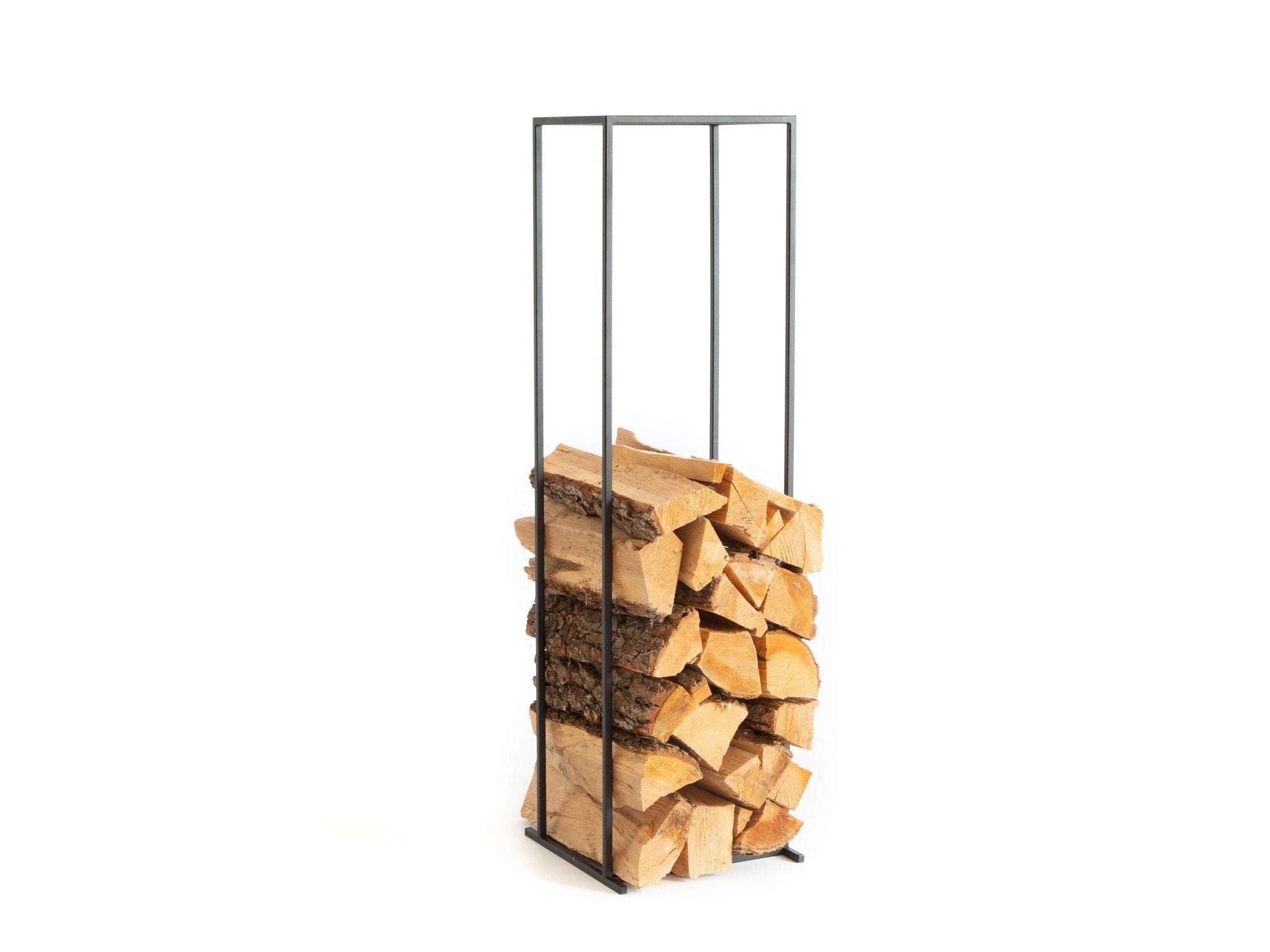 Hand Welded Iron Log Holder - Slim Firewood Storage for IndoorsOutdoors - Atelier Article