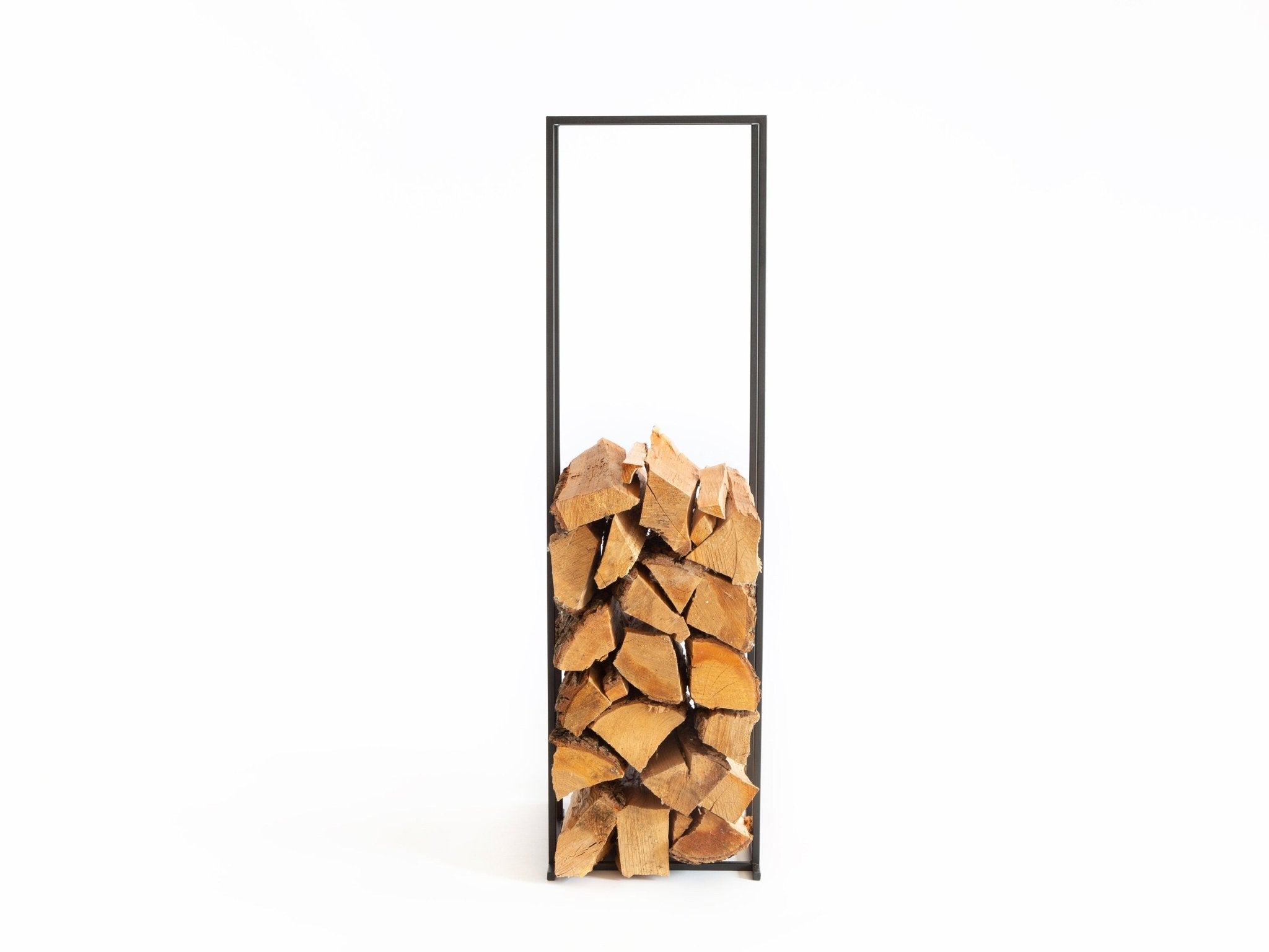 Hand Welded Iron Log Holder - Slim Firewood Storage for IndoorsOutdoors - Atelier Article