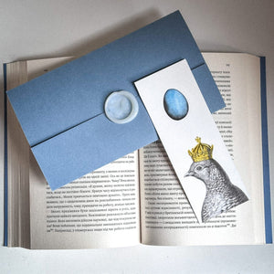 Handmade Paper Bookmark "Pigeon Queen and The Blue Egg." - Atelier Article