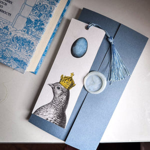 Handmade Paper Bookmark "Pigeon Queen and The Blue Egg." - Atelier Article