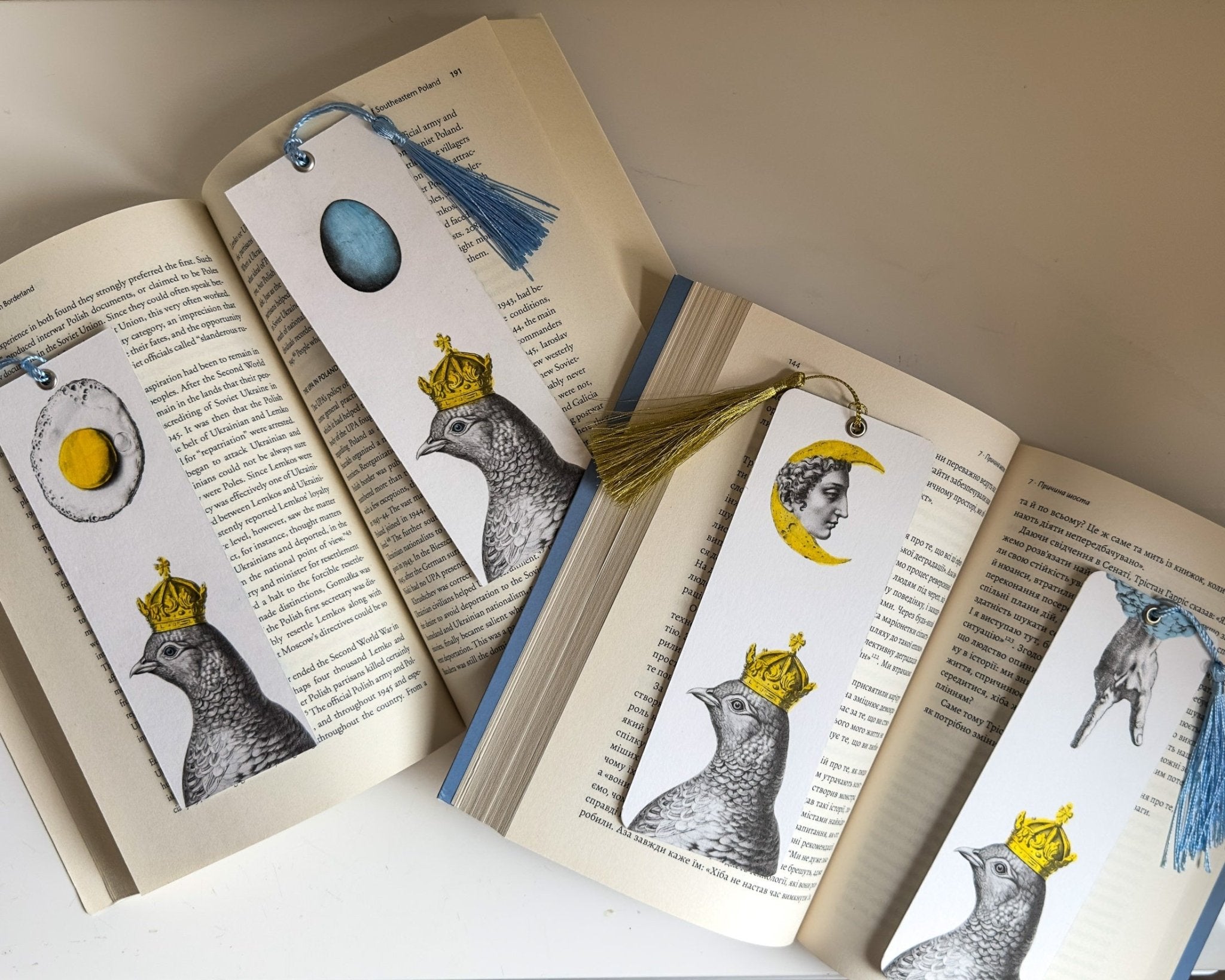 Handmade Paper Bookmark "Pigeon Queen and The Blue Egg." - Atelier Article