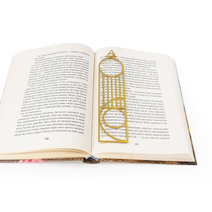 Golden Bookmark "Bauhaus Geometry" in the book - Atelier Article