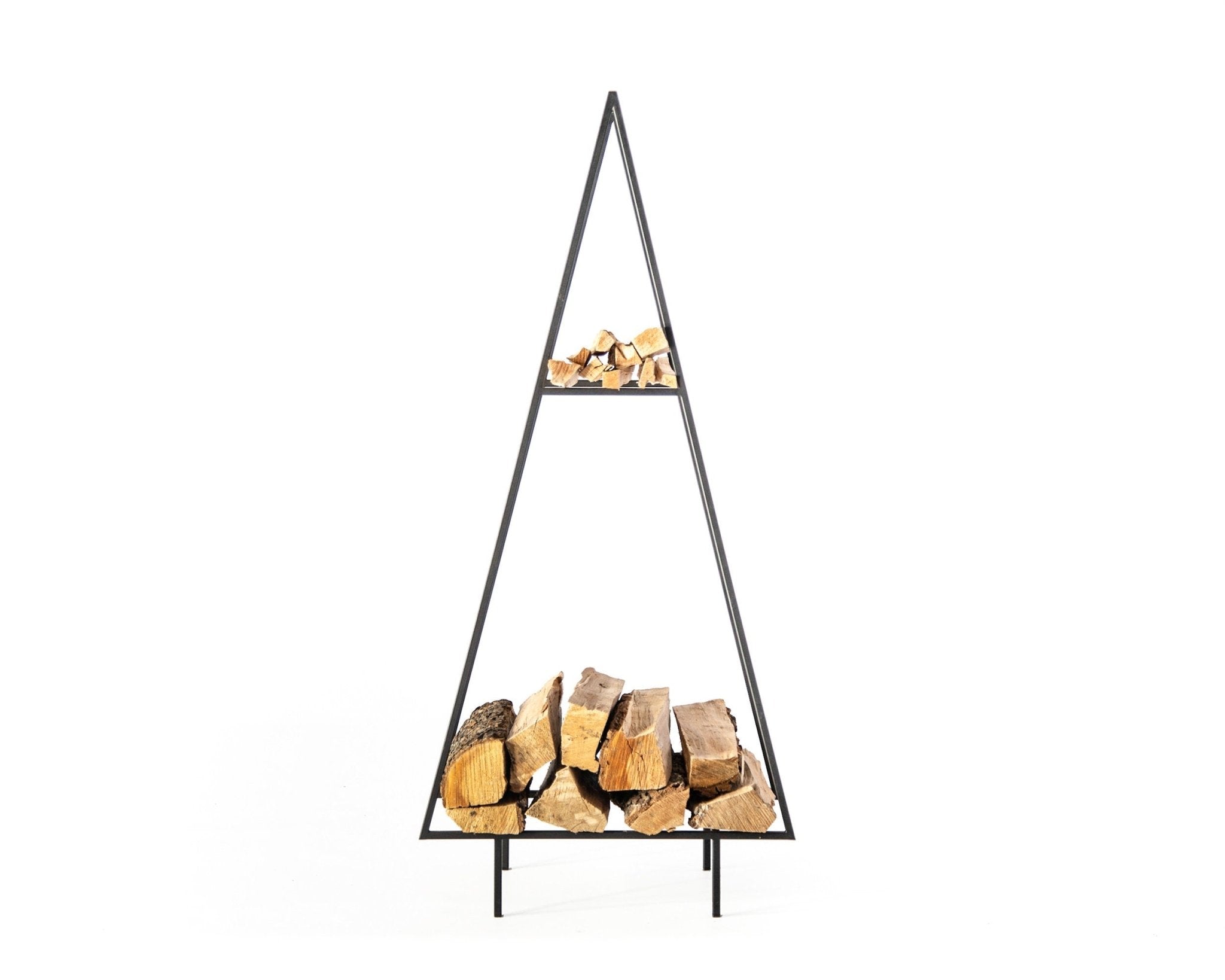 Log Holder "Spruce" - Firewood Storage for Indoors or Outdoors With a Kindling Shelf - Atelier Article