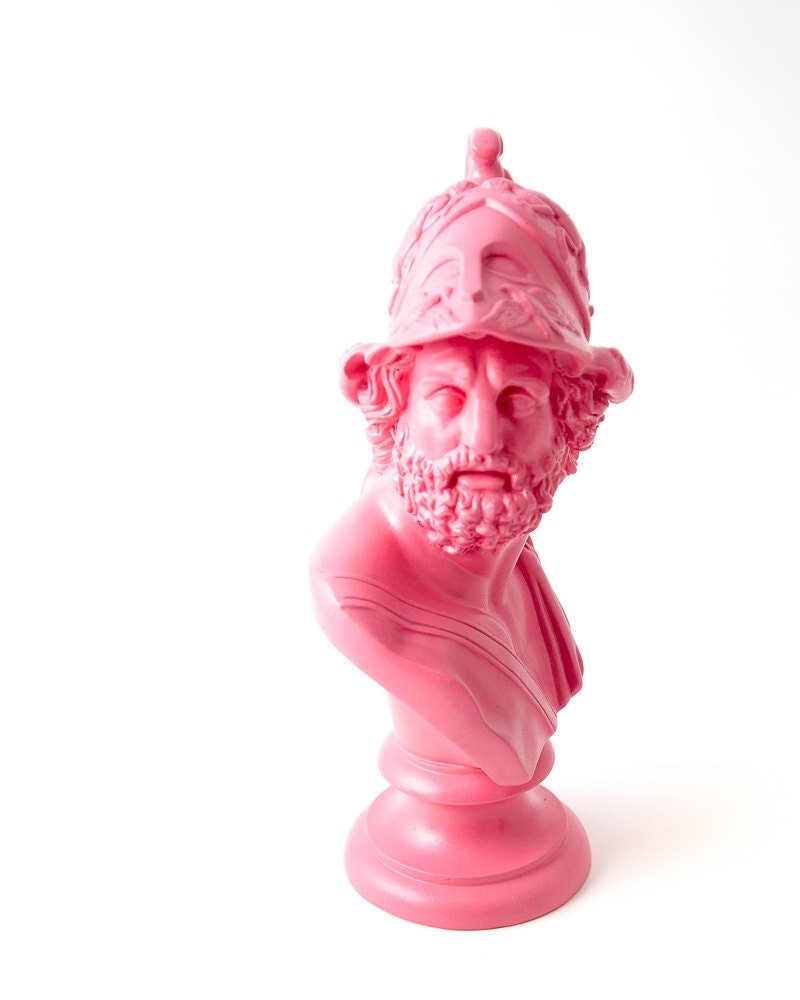 Pink bust of Menelaus King of Sparta - Atelier Article