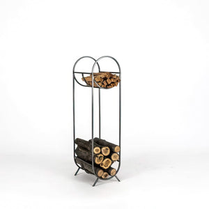 Premium Quality Log Holder With a Round Kindling Section "Bauhaus - L" - Atelier Article