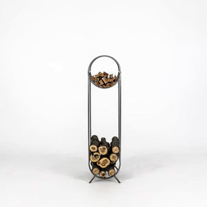 Premium Quality Log Holder With a Round Kindling Section "Bauhaus - L" - Atelier Article