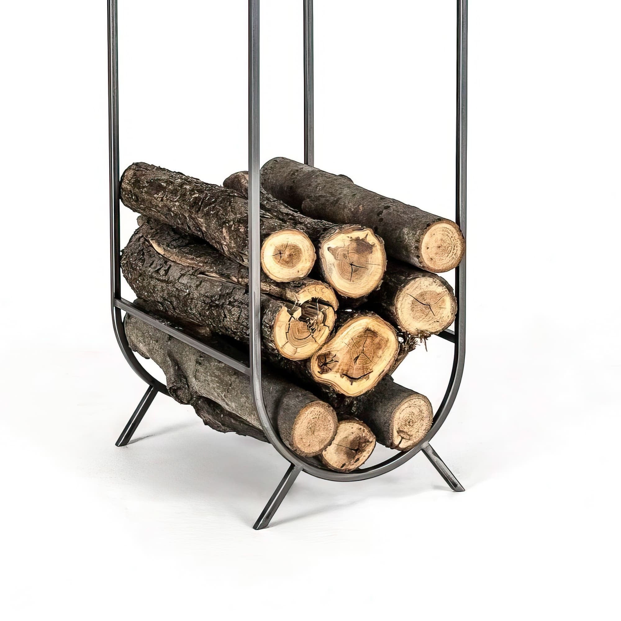 Premium Quality Log Holder With a Round Kindling Section "Bauhaus - L" - Atelier Article