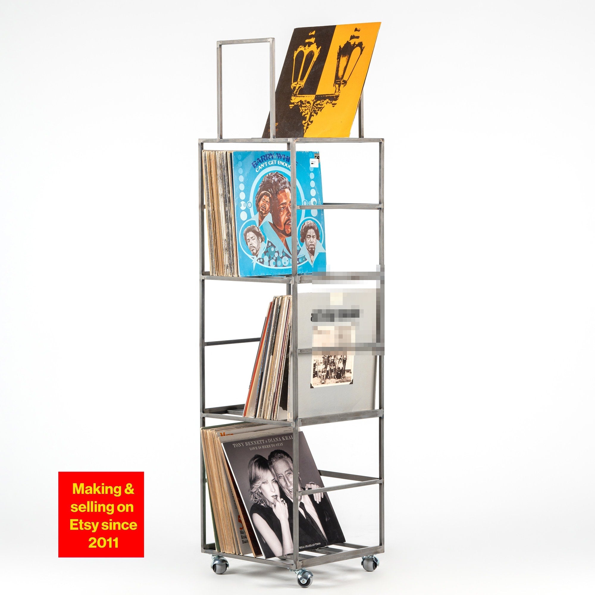 Premium Quality Metal Four - Tier Vinyl Record Stand. Second Generation. - Atelier Article