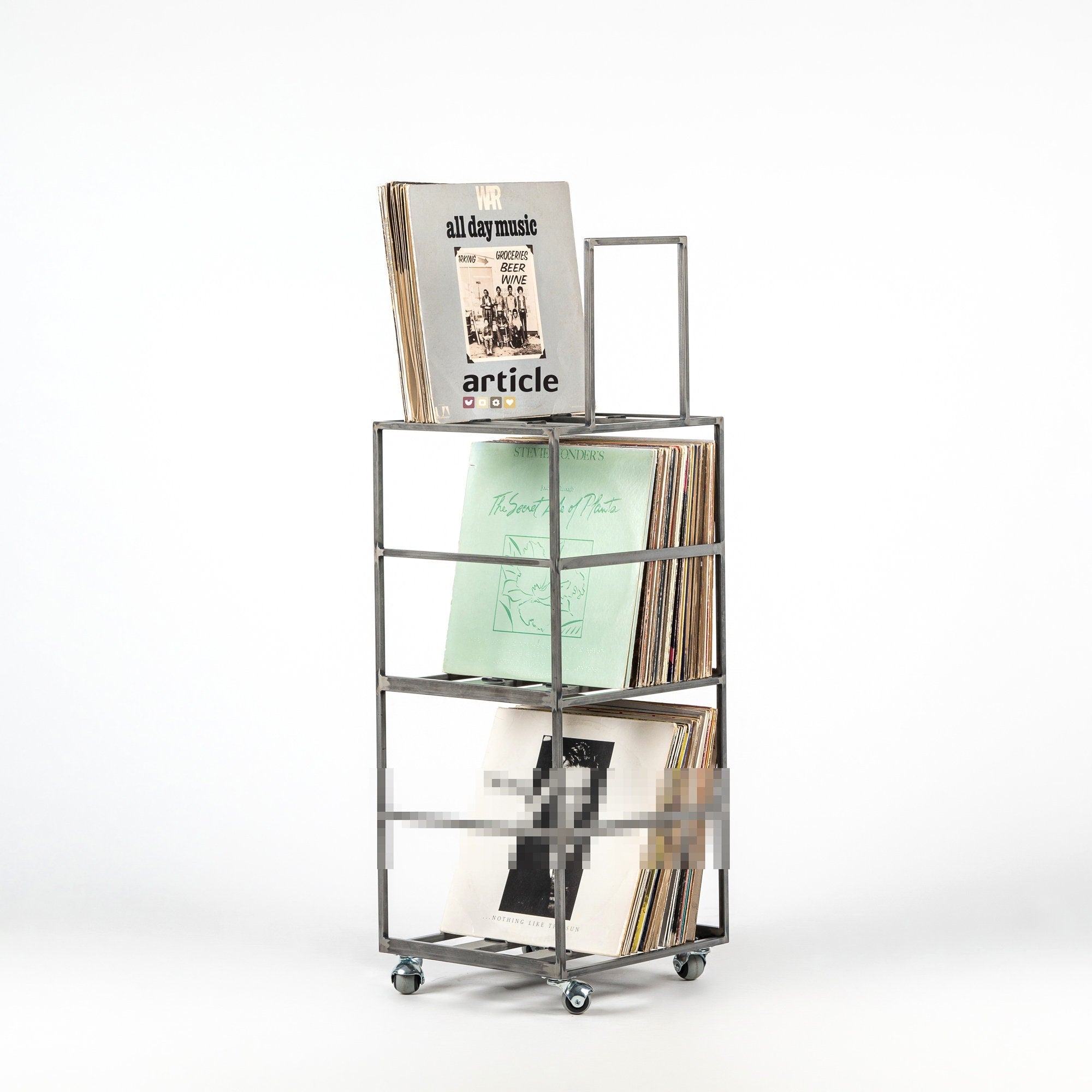 Premium Quality Hand-welded Triple Deck LP Album Mobile Stand. New and Improved model. - Atelier Article