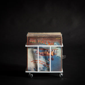 Premium Quality White Metal Vinyl Record Crate "II" on Wheels - Atelier Article