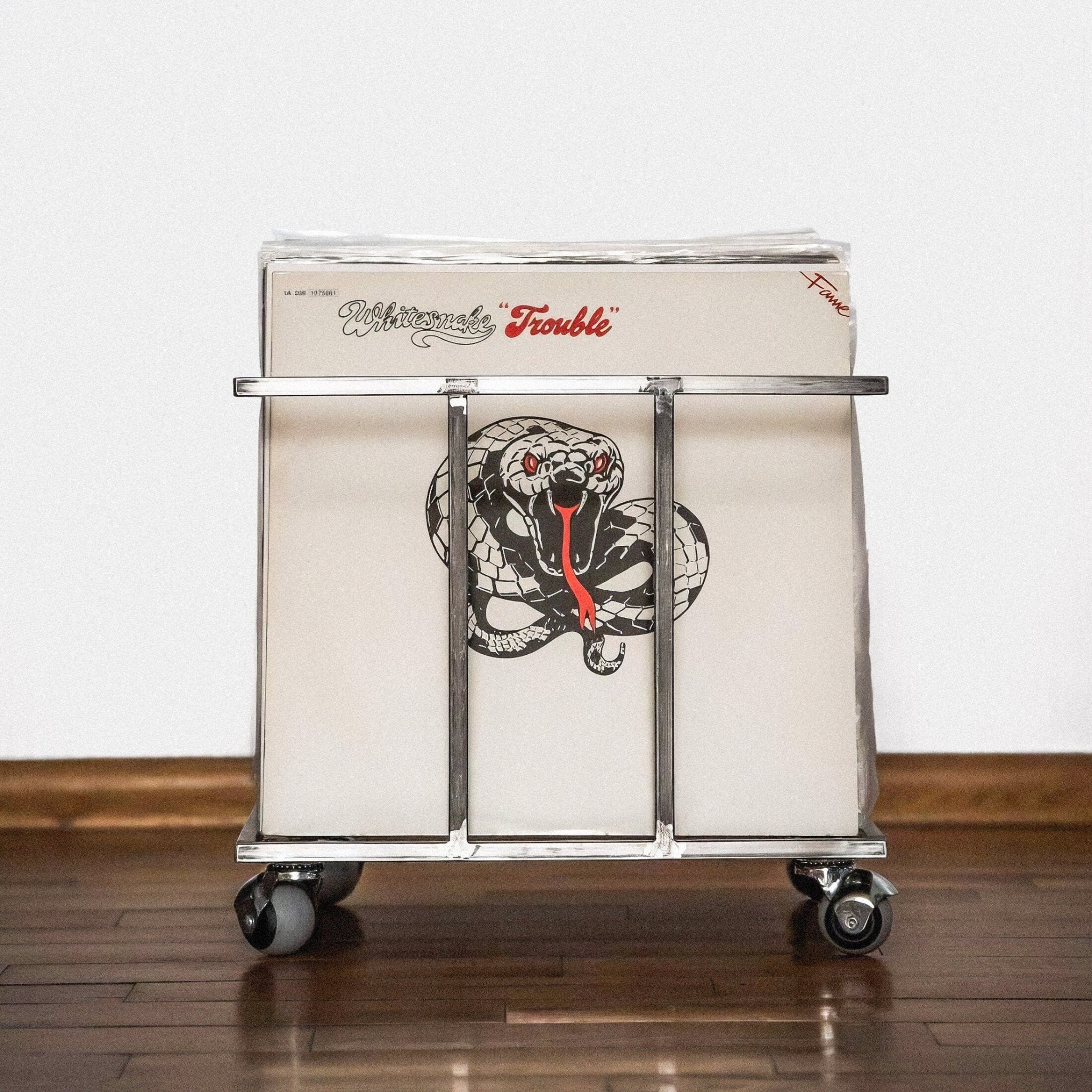 Premium Quality Metal Crate on Wheels for Vinyl Records - Atelier Article