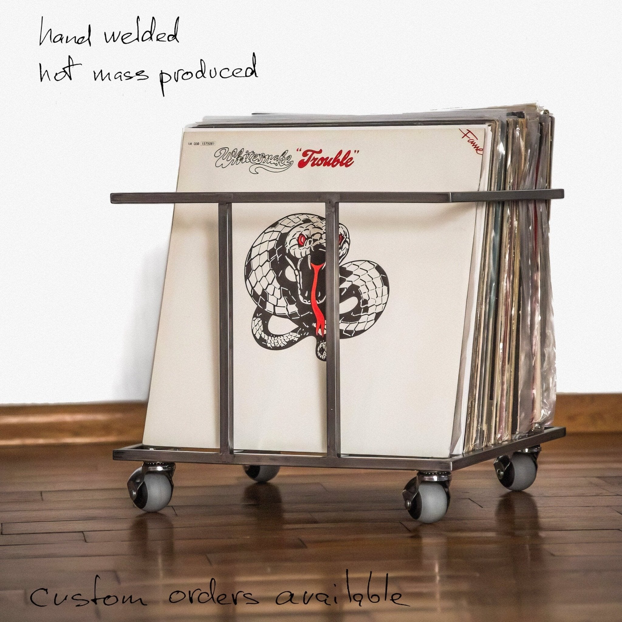 Premium Quality Metal Vinyl Record Crate on Wheels - Atelier Article