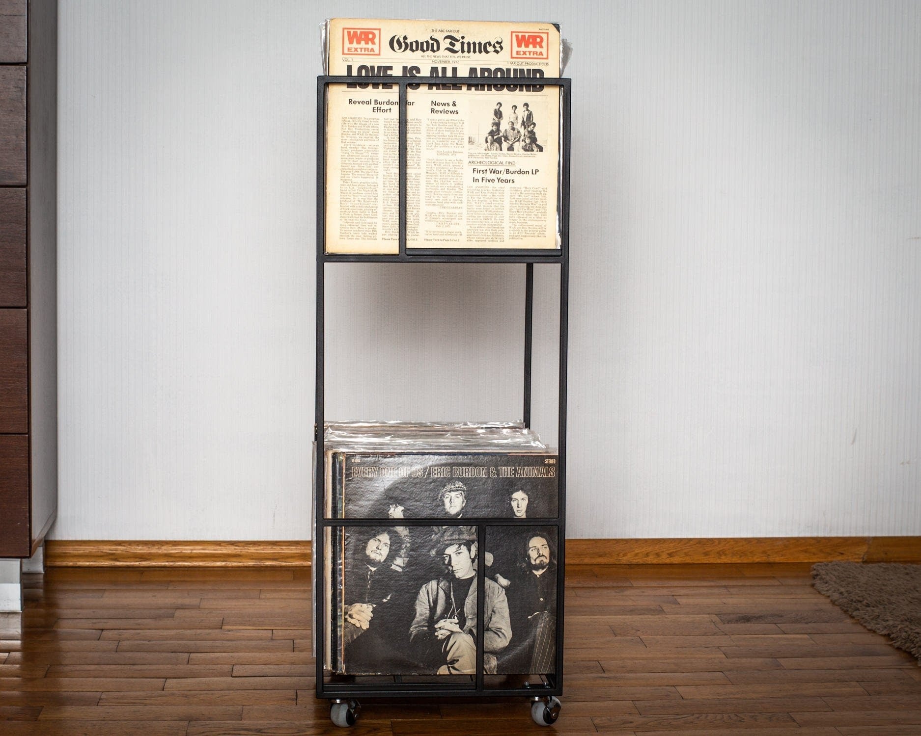 Premium Vinyl Record Storage Double - Deck Album Cart on Wheels - Atelier Article