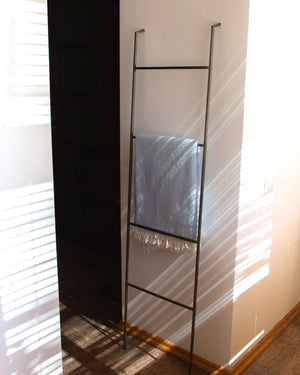 Premium Quality Hand-Welded Metal Skinny Ladder Blanket Display With Support - Atelier Article