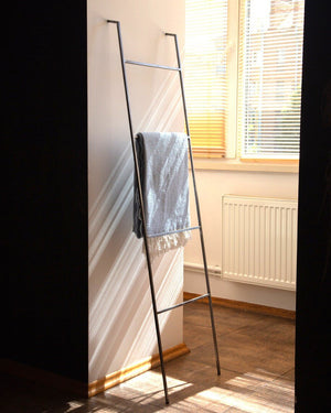 Premium Quality Hand-Welded Metal Skinny Ladder Blanket Display With Support - Atelier Article