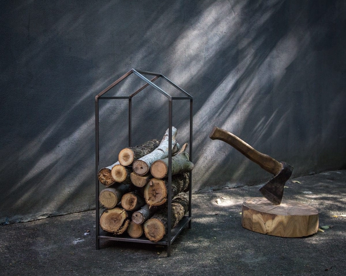 Stylish Nordic Log Holder "Scandi - One" - Premium Quality Firewood Storage Hand - Welded in Ukraine - Atelier Article