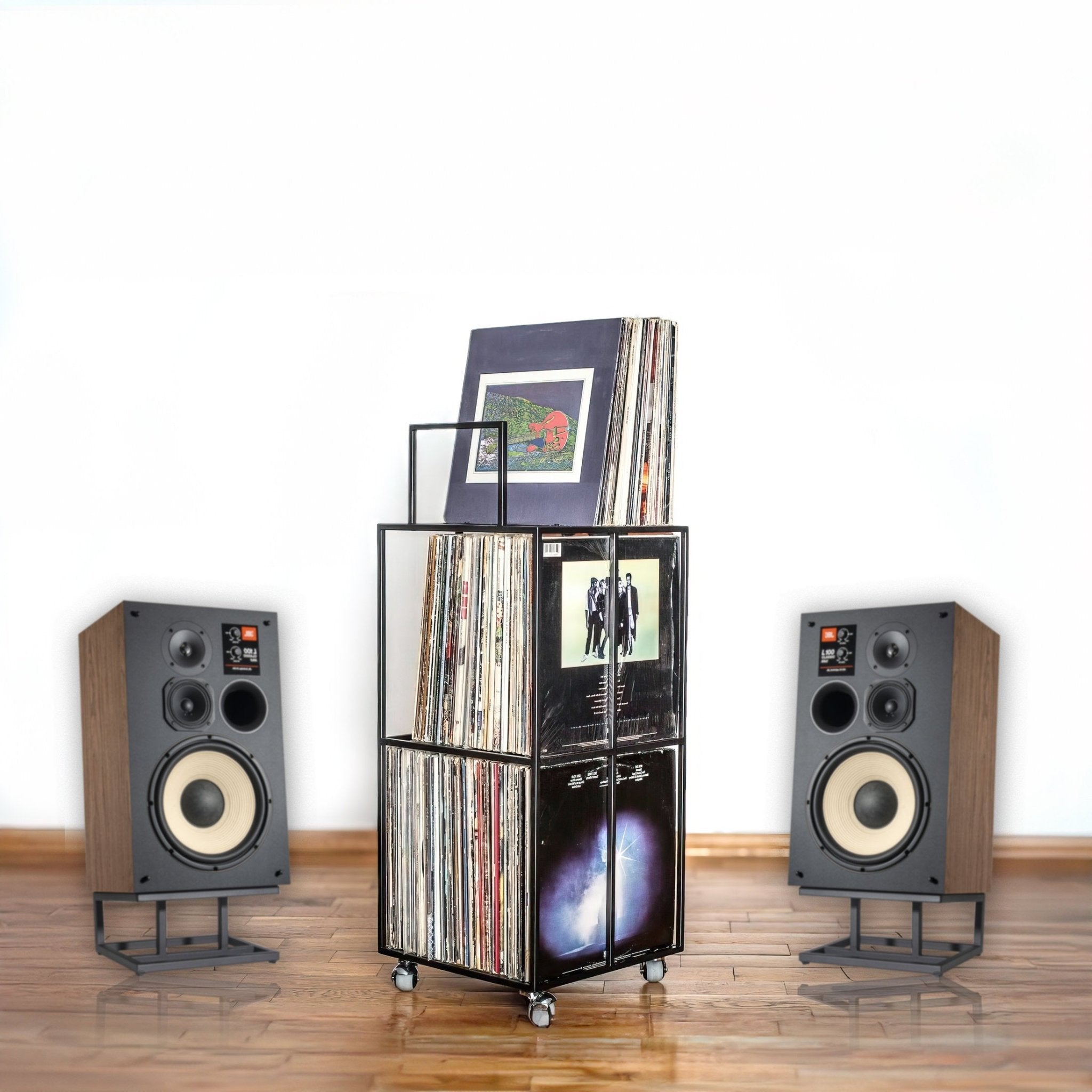 Metal Three - Tier Vinyl Record Storage Unit.
 - Atelier Article