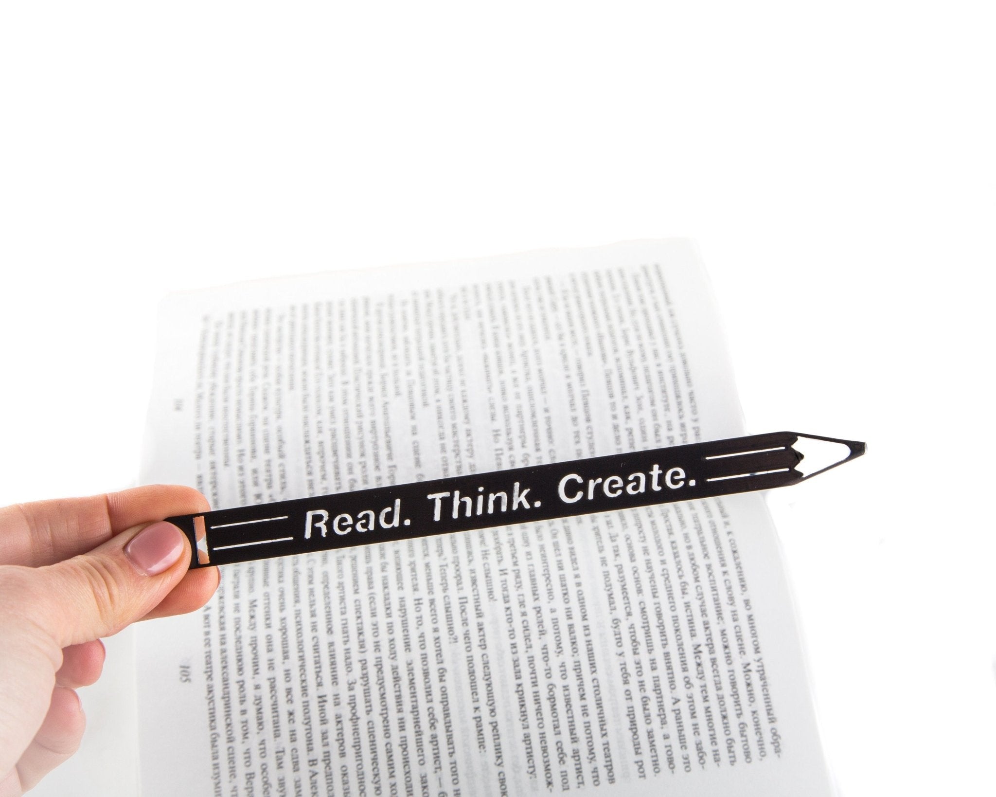 Unique Bookmark Pencil "Read, Think, Create". - Atelier Article