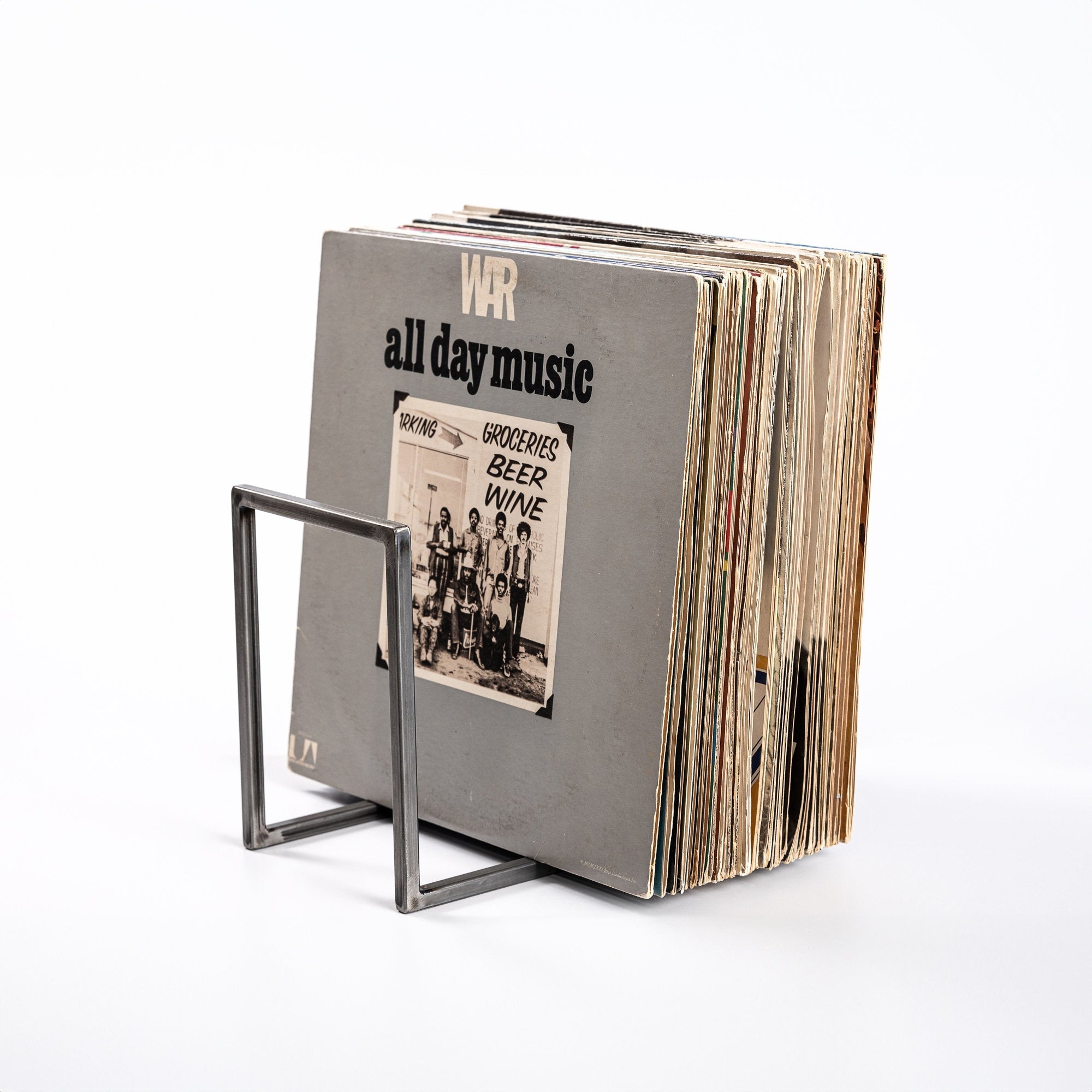 Premium Quality Hand-Welded Vinyl Record Rack "Gate" in Natural Metal Finish - Atelier Article