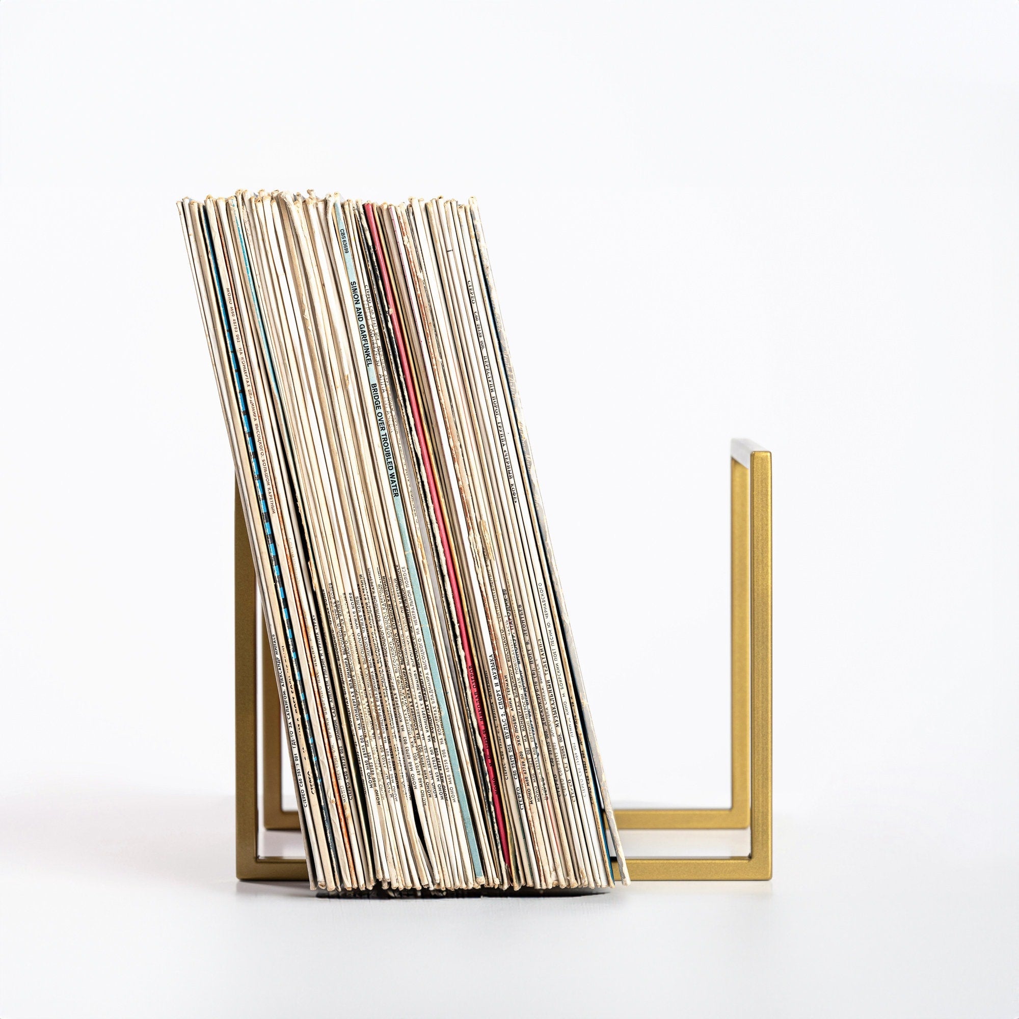 Premium Quality Hand-wleded Golden Metallic Vinyl Record Rack "Gate" - Atelier Article