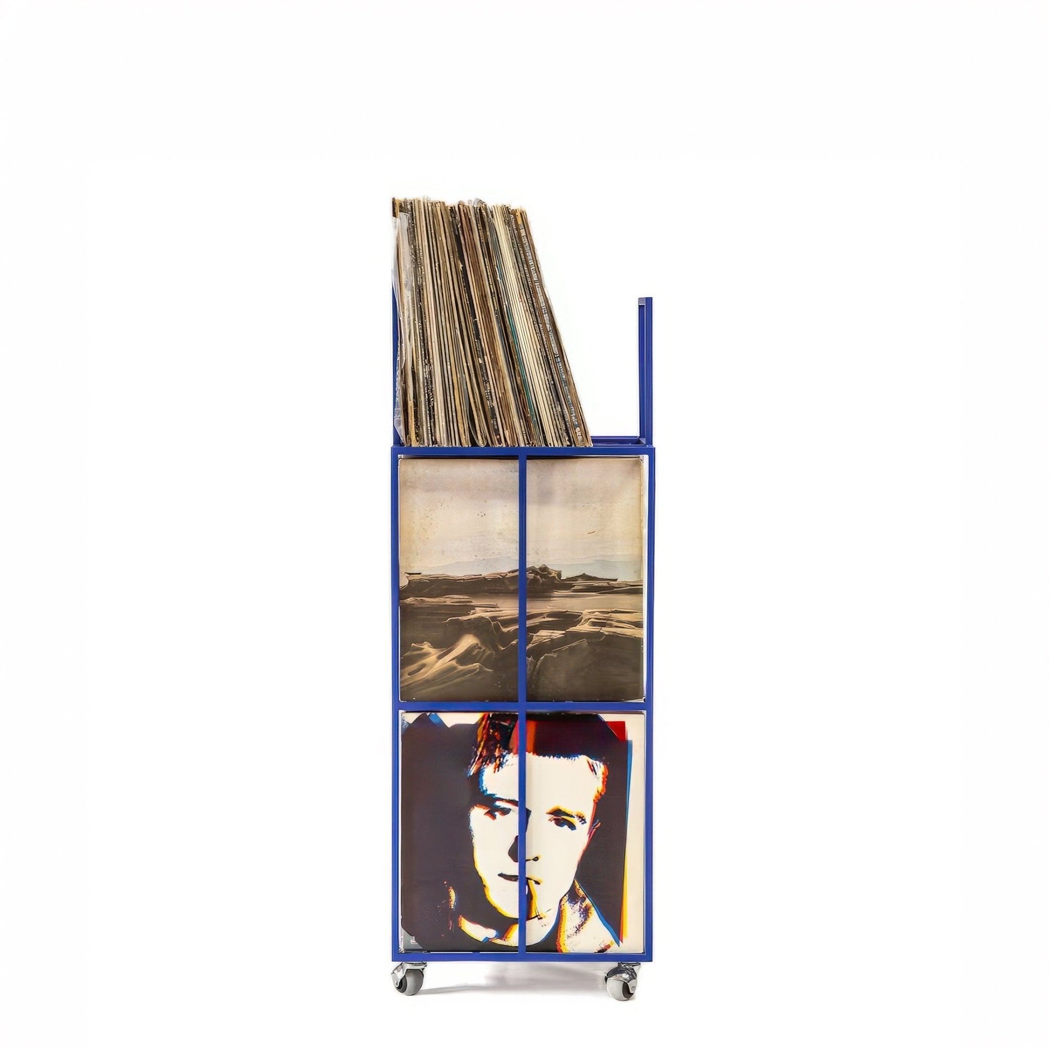 Vinyl Record Stand, Triple Deck Mobile Cart, Holds 180 - 360 LP Records - Atelier Article