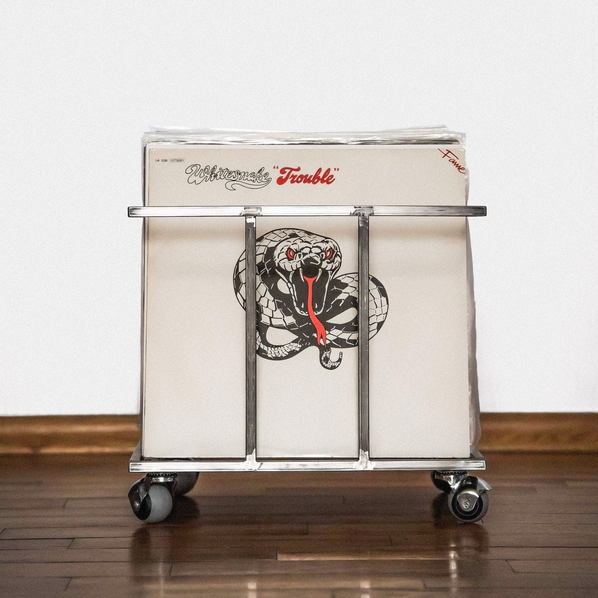 Premium Quality Hand-welded Vinyl Record Storage, LP Record Crate "II" on Rubber Wheels - Atelier Article